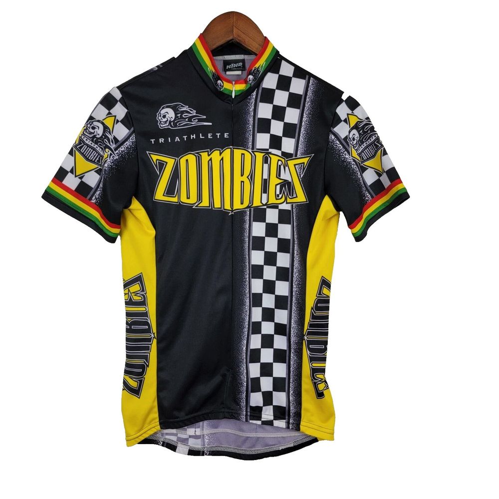 Hind‎ Men's Small Cycling Jersey 3/4 Zip Triathlete Zombies USA Made